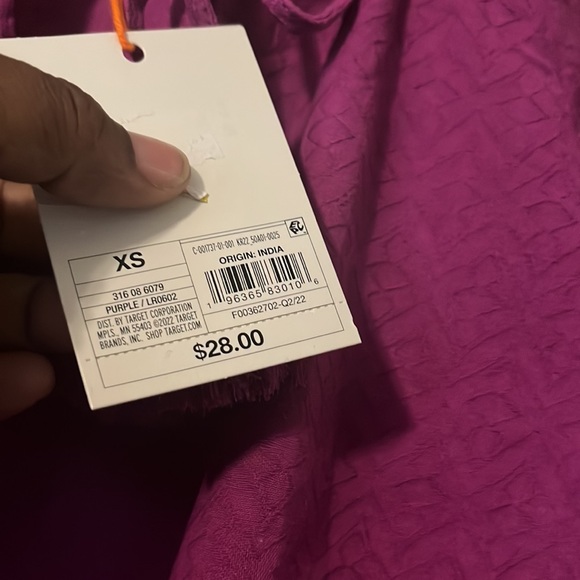 NWT Knox Rose Top Size XS Purple Frills V Neck Cinched Elbow Length Puff Sleeve - Picture 5 of 5